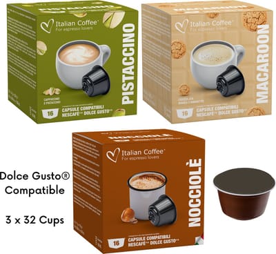 Italian Coffee - Pistaccino, Macaron, Hazelnoot - Geschikt voor Dolce Gusto Apparaat - 3 x 32 - Proefpakket