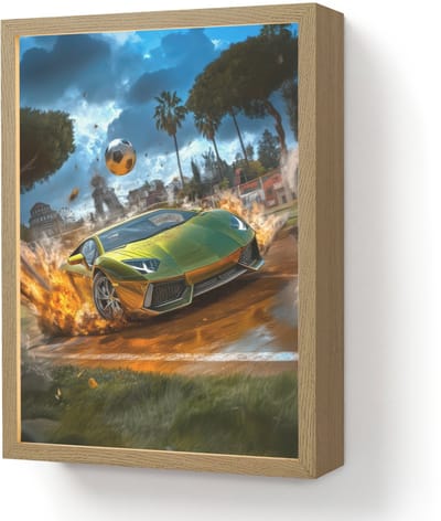 Wandlamp 30x40 cm - Oplaadbaar - Sportwagen - Groen - Voetbal - Wandlampen binnen woonkamer - Slaapkamer lamp - Decoratieve nachtlamp - Vloerlamp draadloos