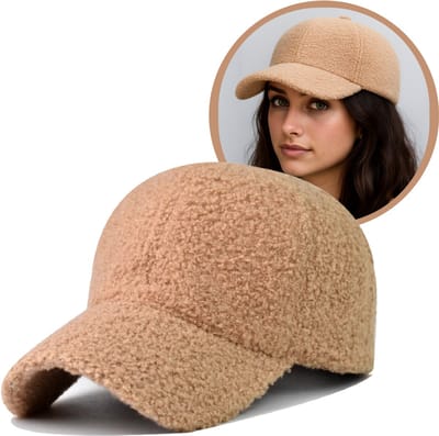 FLIPFLOP CLUB® Teddy Baseball Cap | Khaki | Zachte Cap | Vacht | Verwarmende Pet | Dad Cap | Festival Petje | Cadeau | Lamswol | Fur | Bont | Unisex | Accesoires voor winter | Licht bruin