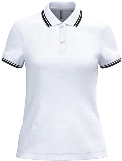 Kariban Gestreepte damespolo korte mouwen K273 - White / Black - L