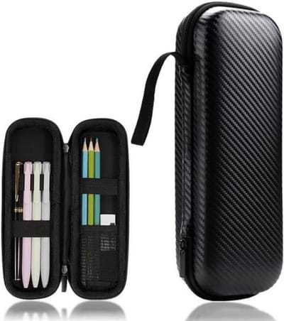 longziming -Schokbestendige Pennenetui – Hard EVA Etui met Grote Capaciteit – Ruime Pennenzak met Vakverdeling voor School & Kantoor – Zwart – 28×10×5 cm