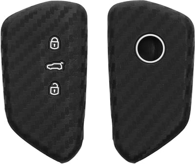 kwmobile autosleutel hoesje geschikt voor VW Golf 8 3-knops autosleutel - Autosleutel behuizing in zwart - Carbon design