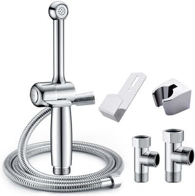 Famanu - Chroom messing bidet handdouche 7,9 inch met terugslagklep, waterbesparend