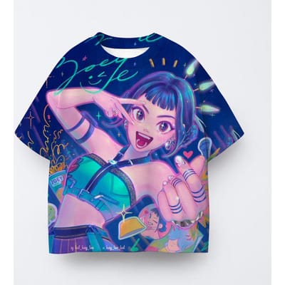 Mode Casual T-shirt Anime Kpop Heksenjacht Groep 3D Printen Kinder T-shirt Cartoon T-shirt Meisjes' 160 blue