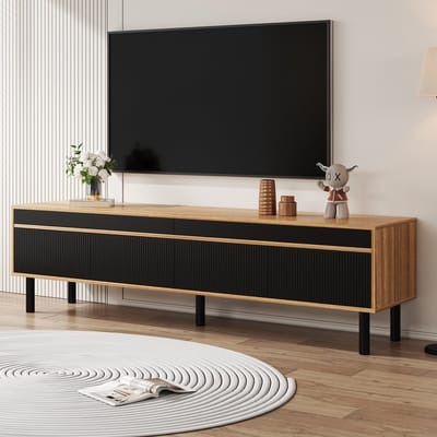 REDOM - TV-meubel - MDF - met deuren - 170 L x 38W x 47 H cm / Black