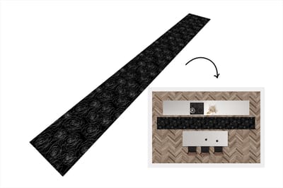 Keukenloper - Keukenmat - Rozen - Zwart Wit - Patroon - 400x50 cm - Keuken vloerkleed