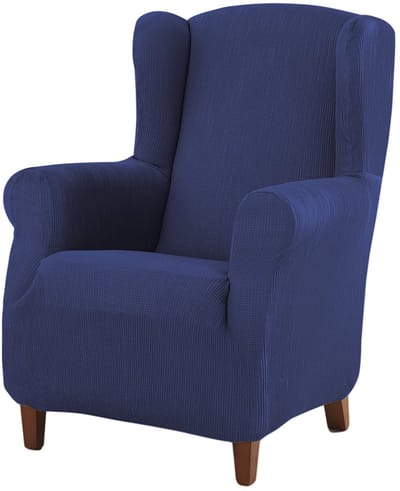 Estoralis Berta | Fauteuil cover modern design | elastische stof in blauw | voor fauteuil (van 70 tot 110 cm) | Maximale aanpassing aan alle soorten fauteuils