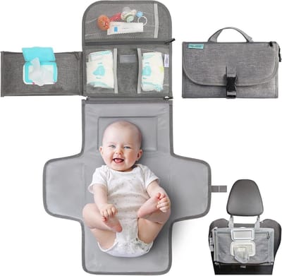 Draagbare Luier Organizer - Baby Verschoningsmat - Onderweg Luiers Wisselen - Compact Vouwbaar Ontwerp - 29 x 19 cm - Grijs