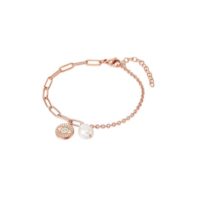 Valero Pearls Damesarmband Roestvrij staal zoet water Parel One Size Roségoud 32018599