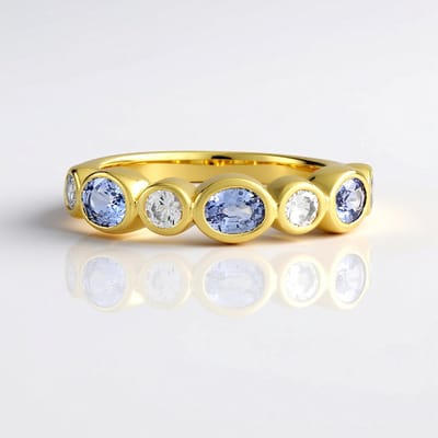 Cavill - Zilveren ring met blauwe Ceylon saffier 0,718 ct en zirkonen 0,477 ct - 925 sterling zilver verguld - elegante ovale saffier ring dames