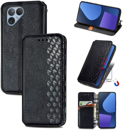 Luxe PU Lederen Ruitpatroon Wallet Case voor Fairphone 6 _ Zwart