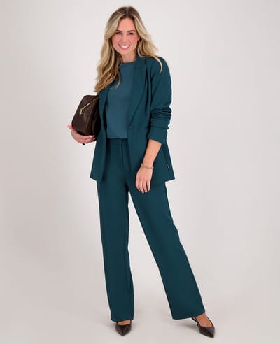 Je m'appelle Travelstof Dames Broek Straight fit Met stretch - Groen - Maat XS