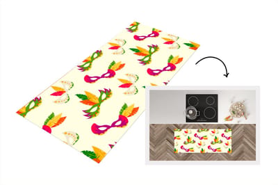 Keukenloper - Loper keuken - Carnaval - Masker - Patronen - 120x50 cm - Keukenloper vinyl