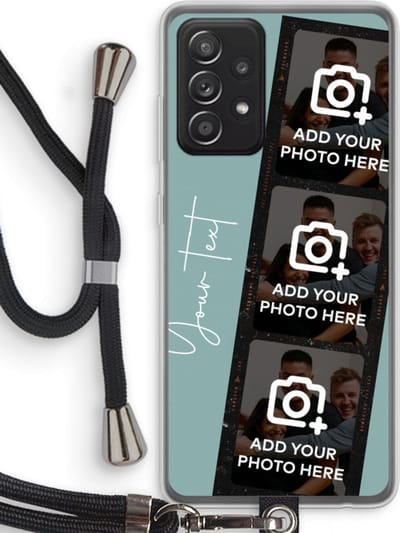 Gepersonaliseerd - Case Company® - Hoesje met koord geschikt voor Samsung Galaxy A52 hoesje met Koord - Filmrol N°1 - Telefoonhoesje met Zwart Koord - Bescherming aan alle Kanten en Over de Schermrand