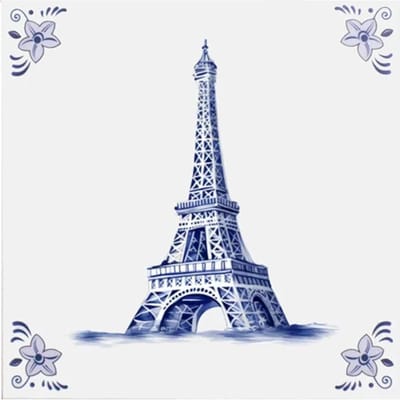 Delfts blauw tegeltje eiffel toren design - delfts blauw wandbord - delftsblauw - hollandse cadeautjes - wanddecoratie - decoratieve accessoires