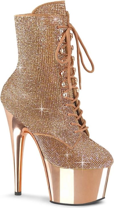 Pleaser - ADORE-1020CHRS Plateau Laarzen - US 7 - 37 Shoes - Champagne