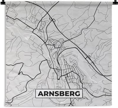 Wandkleed - Wanddoek - Duitsland - Stadskaart - Plattegrond - Arnsberg - Kaart - 180x180 cm - Wandtapijt