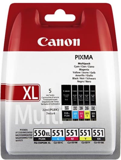Canon PGI-550XL & CLI-551 - Inktcartridge + Retourzakje - Origineel - Zwart en Kleur