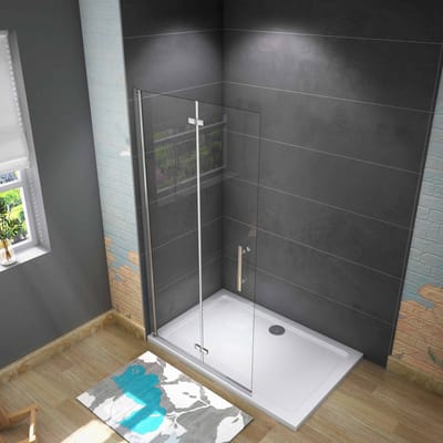 2-delige inklapbaar douchedeur,185 cm hoog,6mm NANO EasyClean veiligheidsglas,71x185 cm