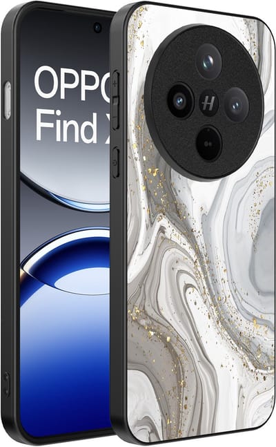 Smartphonica Telefoonhoesje Geschikt voor Oppo Find X8 met marmer opdruk - TPU backcover case marble design - Zilver geschikt voor Oppo Find X8