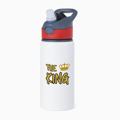 Hacebo® - The king waterfles met rietje rood - Koning - iemand die zich voelt als een koning - verjaardagscadeau - kroontje - kado - gift - geschenk - water fles - 650ML
