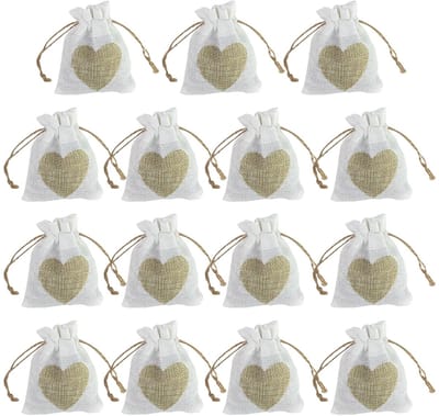Dailygoods - 11 Stuks Kleine Stoffen Zakjes - Jute en Katoenen Geschenken