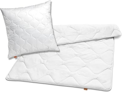 sleepling dekbed kussen set Basic 100 | dekbed 155 x 200 cm en kussen 80 x 80 cm | all year dekbed | overtrek van 100% microvezel | Made in EU | wasbaar tot 60 graden | wit