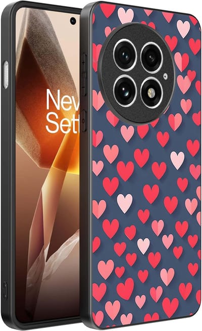 Smartphonica Telefoonhoesje Geschikt voor OnePlus 13 met Roze en Rode Hartjes Opdruk - TPU Backcover Case With Rosé and Red Heart Design geschikt voor OnePlus 13
