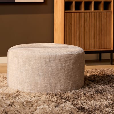 MySofa Hocker Cremona - Rond Beige Stof - 60x60x32cm