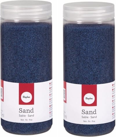 Rayher hobby Fijn decoratie zand korrels - 2x - blauw - 475 ml - zandkorrels - knutselmateriaal - 0.1 tot 0.5 mm