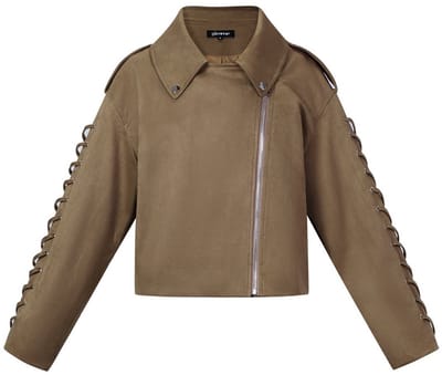 Comfortabele Geweven Polyester Damesjas met Tie-Up Details - Kameel - Maat S