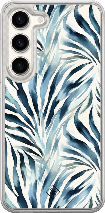 Casimoda® hoesje - Geschikt voor Samsung Galaxy S23 - Japandi Waves - 2-in-1 case - Schokbestendig - Water - Verhoogde randen - Blauw, Transparant