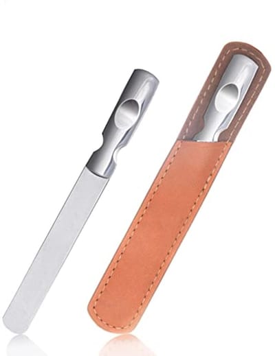 SnelShoppen - RVS Nagelvijl Dubbelzijdig met Antislip Handvat, Nagelvijlen met Leren Etui voor Mannen, Vrouwen, Kinderen, Cosmetische Manicure