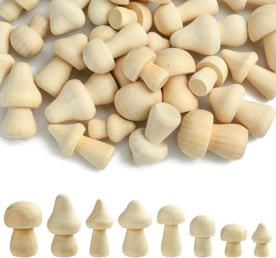 Ongeverfde Houten Paddenstoelen - 40 Stuks in 8 Stijlen voor Creatieve Klussen, Tuin Decoratie en Cadeaus