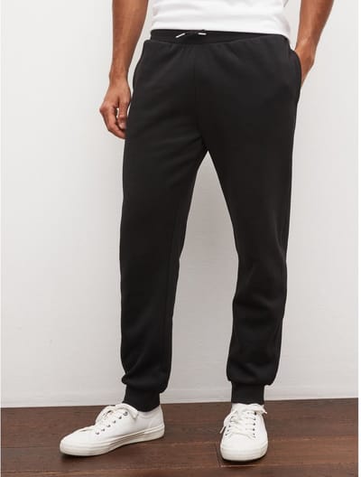 Next - Heren - Joggingbroek van geborstelde zware stof met boorden en standaard pasvorm - Zwart