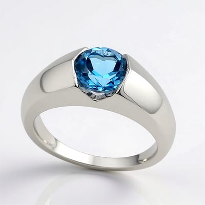 Cavill - Zilveren Ring - 925 Sterling Zilver Gerhodineerd - 1,386 Ct Blauwe Marambaia Topaas Rondgeslepen - Kanaalzetting - Elegant Sieraad Brazilië