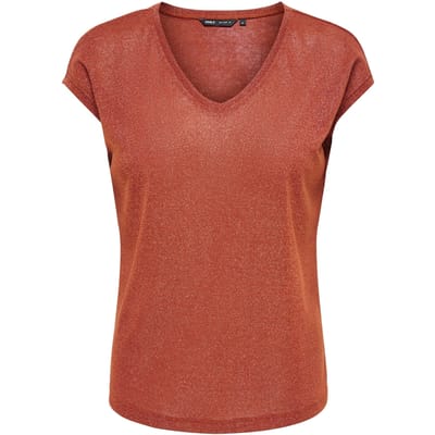 ONLY- ONLSILVERY S/S V NECK LUREX TOP JRS NOOS - Heren - T-shirt
