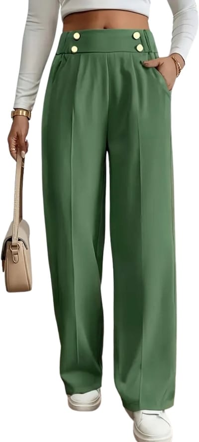 Livano Pantalon Dames - Chino - Golfbroek - Nette Broek - Met Elastische Tailleband - Volwassenen - Groen - M