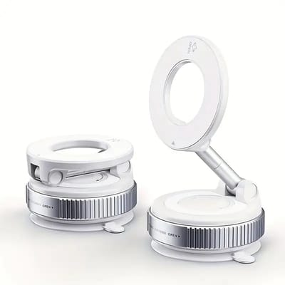 Magnetische autohouder voor telefoon- K007- wit- 360° draaibaar en dubbel zuigsysteem.