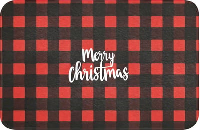 WC mat 60x40 cm - Antislip - Geruit - Rood - Tekst - Christmas - Toiletmat - Vloermat - Douchemat - Toilet tapijt - Toiletmatten