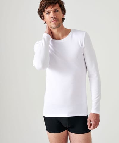 Damart - Dubbelzijdig gebreid T-shirt met lange mouwen Thermolactyl - Heren - Wit - (126-133) 3XL