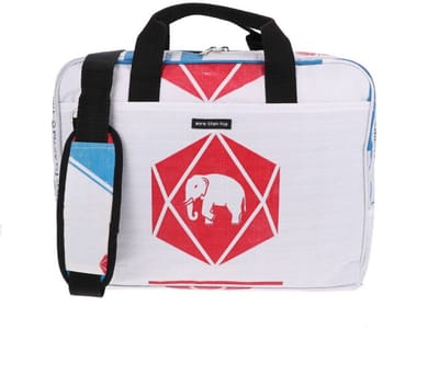 MoreThanHip - Laptoptas 15,6 inch van gerecyclede cementzakken - Sanuk olifant rood - 38,5 x 28,5 x 8,5 cm