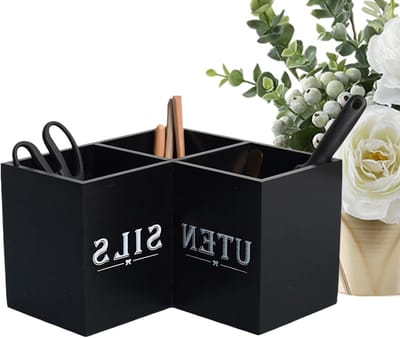Opberghouder Keukengerei - Houten Organizer Eetgerei - Keuken Organiseren - Kantelbeveiliging en Afwatering - 26 x 26 x 18 cm
