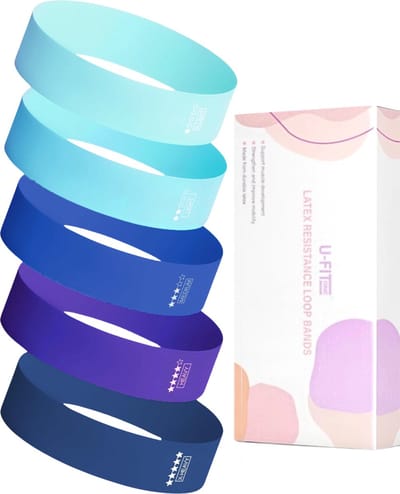 U Fit One Weerstandsbanden Set van 5 stuks - Extra sterk tot 16kg - 5 Kleuren - Resistance Band - Fitness Elastiek - Booty Band - Blauw