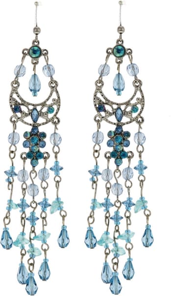 Behave - Bohemian Chandelier Oorbellen in Blauwtinten – Statement Sieraden van 12 cm Lang