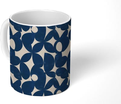 Mok - Koffiemok - Modern - Geometrisch - Blauw - Mokken - 350 ML - Beker - Koffiemokken - Theemok