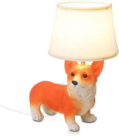 Corgi Tafellamp - Nachtlamp Hars - Kinderkamer Decoratie - Handgemaakt Hars Design - 1 stuk - Oranje