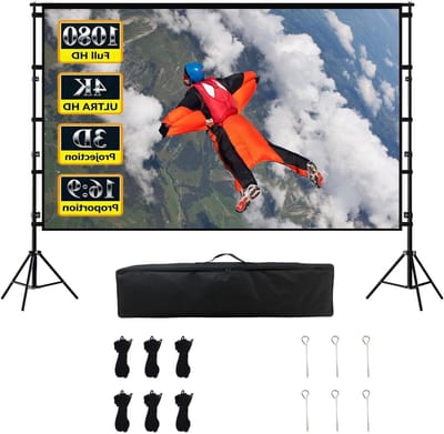 Projectiescherm Statief - Filmscherm Buiten - Thuisbioscoop Creëren - Rimpelvrij Melkzijde - 100 Inch 16:9 - Wit