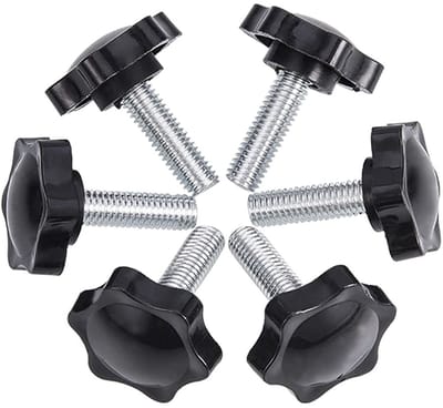 Dailygoods- Duimschroeven 6 stuks M8 x 25 mm - Gekartelde Kunststof Ster - Klemknop - Schroeven - Professioneel Merk - Hardware en Gereedschappen