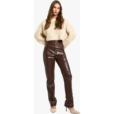 boohoo Dames High Taille PU-broek | Bruin | Maat: XS